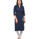 Pulkaari Stylish Blue Denim Straight Kurti