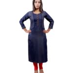 Pulkaari Stylish Top Blue Denim Straight Kurti