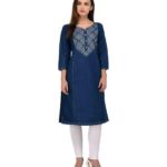 Pulkaari Stylish Blue Denim Straight Kurti